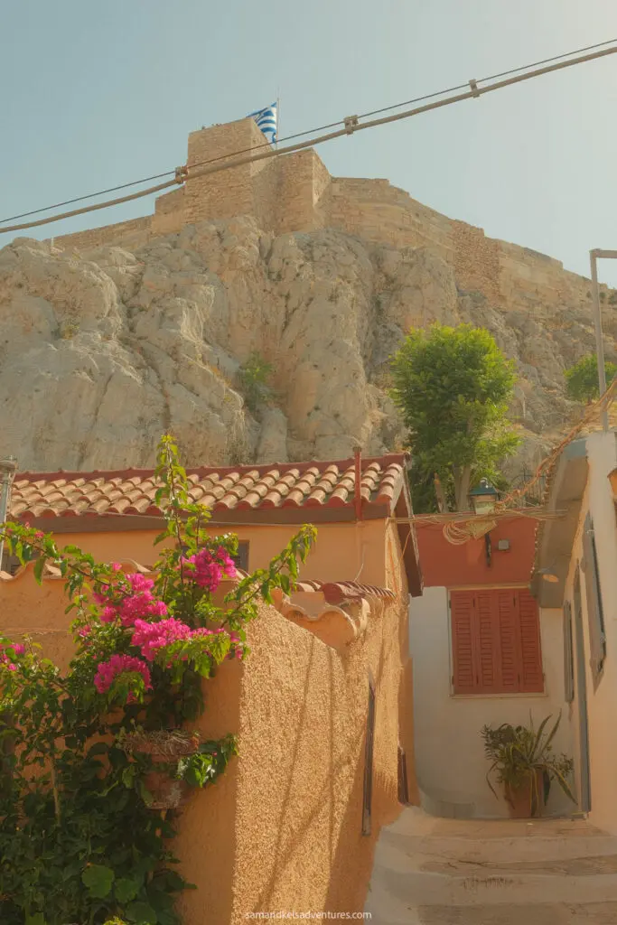 greece island hopping itinerary view of acropolis from anafiotika